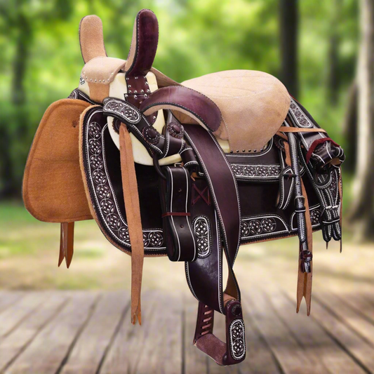 Albarda Charra TM-WD1069 Wine Mexican Saddle