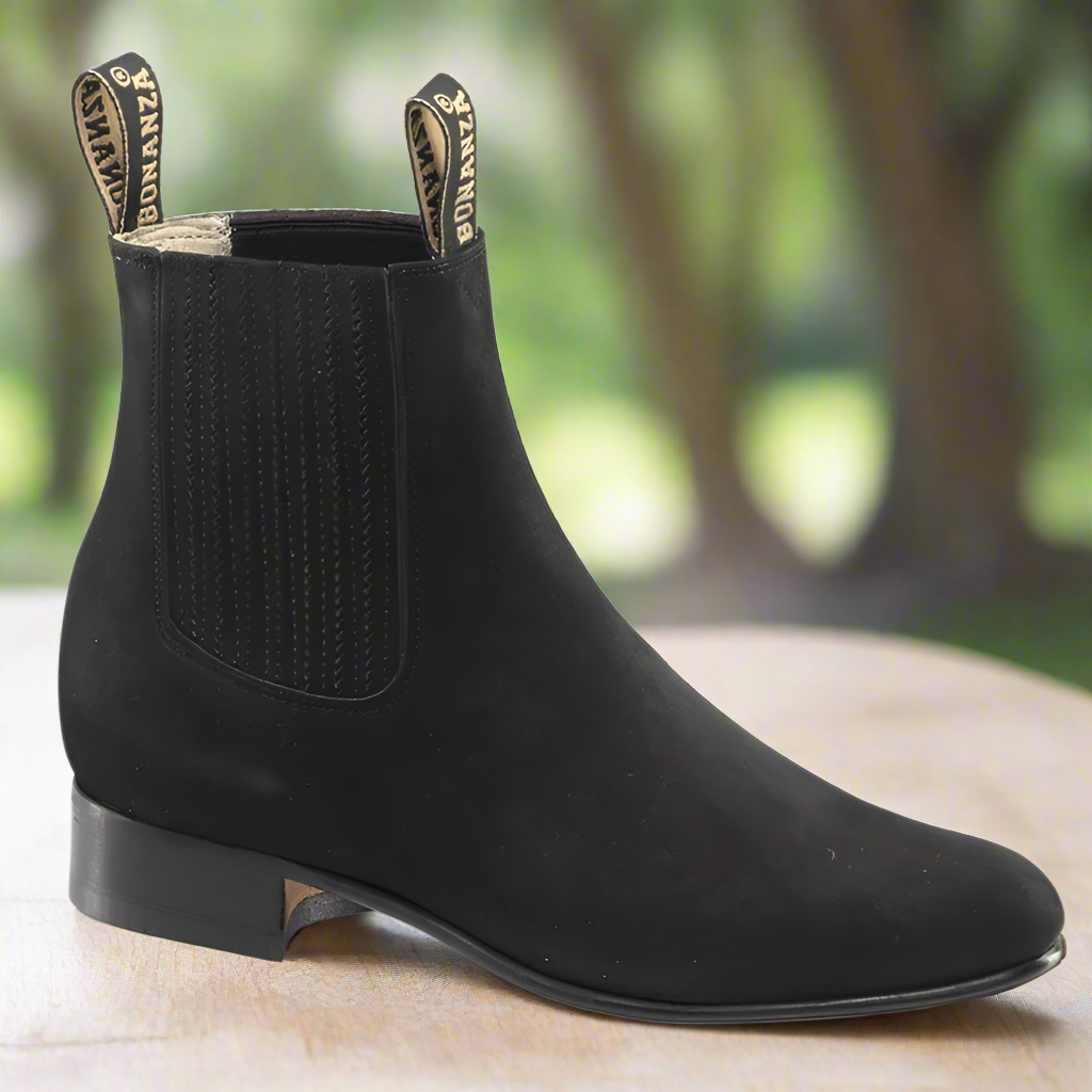 BA100 Black (Nubuck) - Botines Charros para Hombres / Men's Paddock Boots / Charro boots / Chelsea Boots