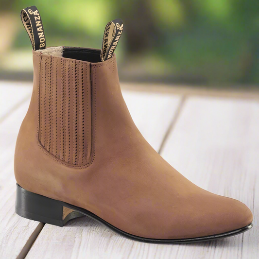 BA100 Camel (Nubuck) - Botines Charros para Hombres / Men's Paddock Boots / Charro Boots / Chelsea Boots