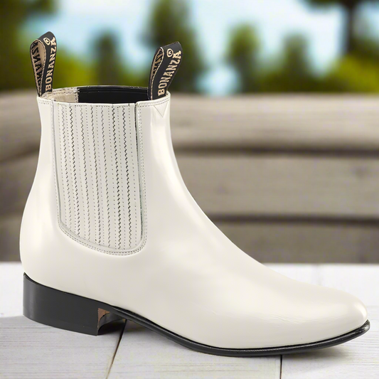 BA100 Hueso - Botines Charros para Hombres / Men's Paddock Boots / Charro Boots / Chelsea Boots. Botas de Charro para hombres