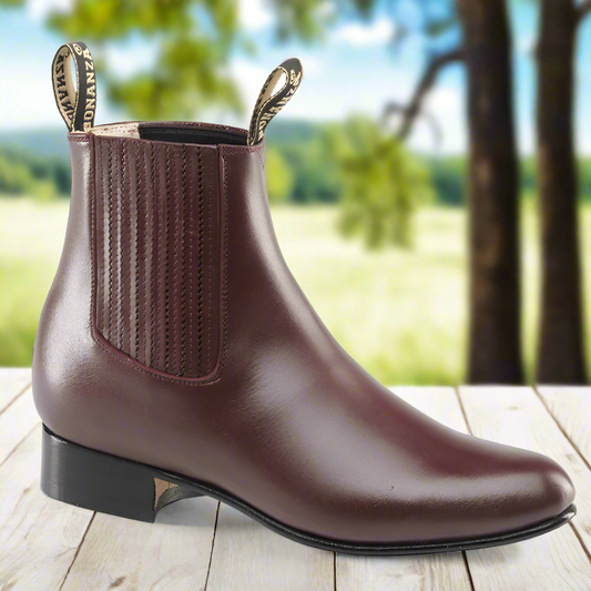 BA100 Vino - Botines Charros para Hombres / Men's Paddock Boots / Charro Boots / Chelsea Boots
