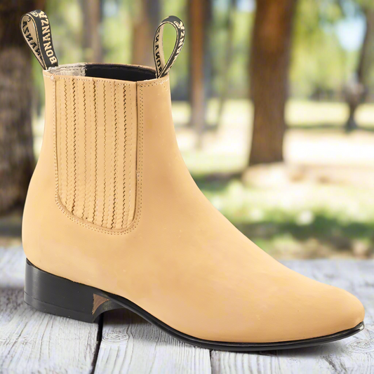 BW-100 Miel (Nubuck) - Botines Charros para Hombres / Men's Paddock Boots / Charro Boots / Chelsea Boots