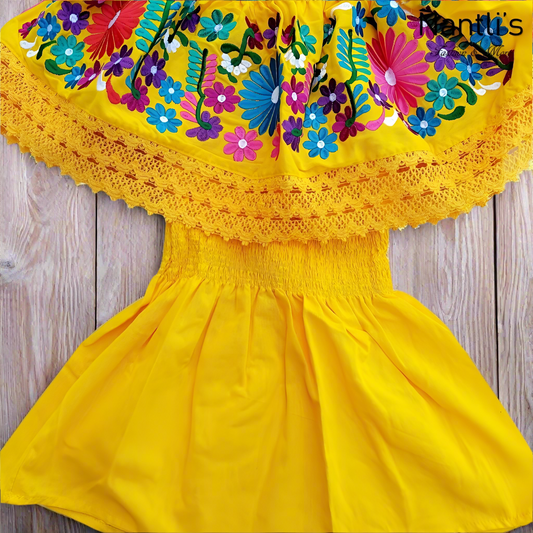 Blusa Bordada TM-77508-1 Yellow Embroidered Blouse