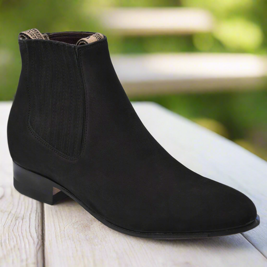 Charro Boots for Men Botines de Charro TM-WD11-0720 Black (Nubuck)