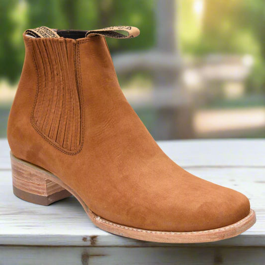 Charro Boots for Men Rodeo Style Botines de Charro Punta Rodeo TM-WD11-0738 Light Brown