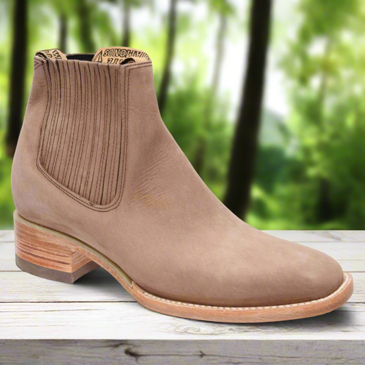 Charro Boots for Men Rodeo Style Botines de Charro Punta Rodeo TM-WD11-0740 Hazelnut (Nubuck)