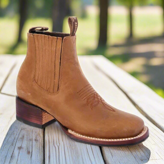 Charro Boots for Men Rodeo Style Botines de Charro Punta Rodeo TM-WD11-0743 Amber