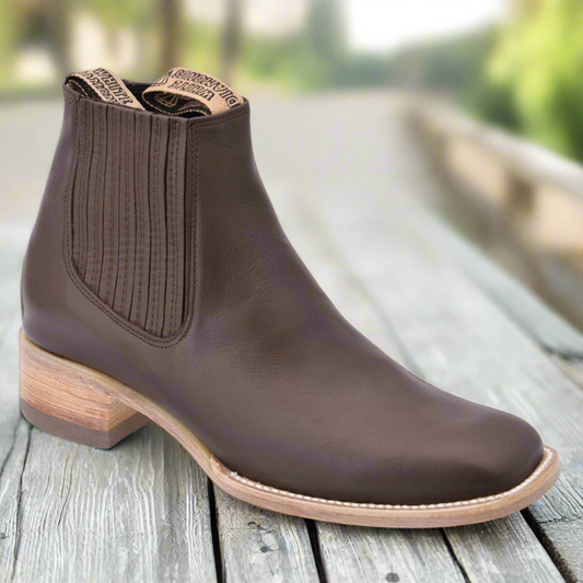 Charro Boots for Men Rodeo Style Botines de Charro Punta Rodeo TM-WD11-0747 Brown