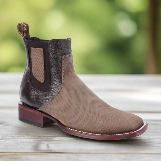Charro Boots for Men Rodeo Style Botines de Charro Punta Rodeo TM-WD11-0748 Light Brown