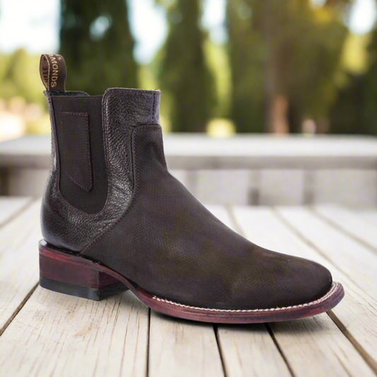 Charro Boots for Men Rodeo Style Botines de Charro Punta Rodeo TM-WD11-0749 Brown