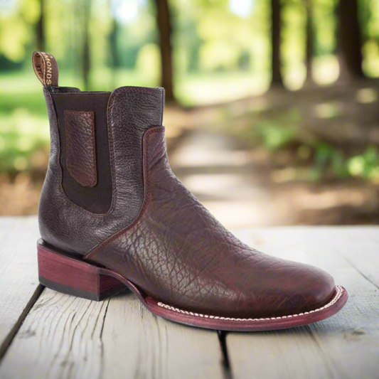 Charro Boots for Men Rodeo Style Botines de Charro Punta Rodeo TM-WD11-0750 Brown