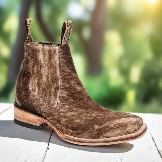 Charro Boots for Men Rodeo Style Botines de Charro Punta Rodeo TM-WD11-0751 Brown Hair