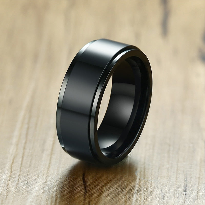 Anillo para Hombre o Mujer black color 6/8mm Spinner Ring for Men