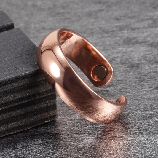 Anillo para Hombres o Mujeres Ring for Men or Women Pure Copper Rings Magnetic 6mm Adjustable Open Cuff Finger Rings