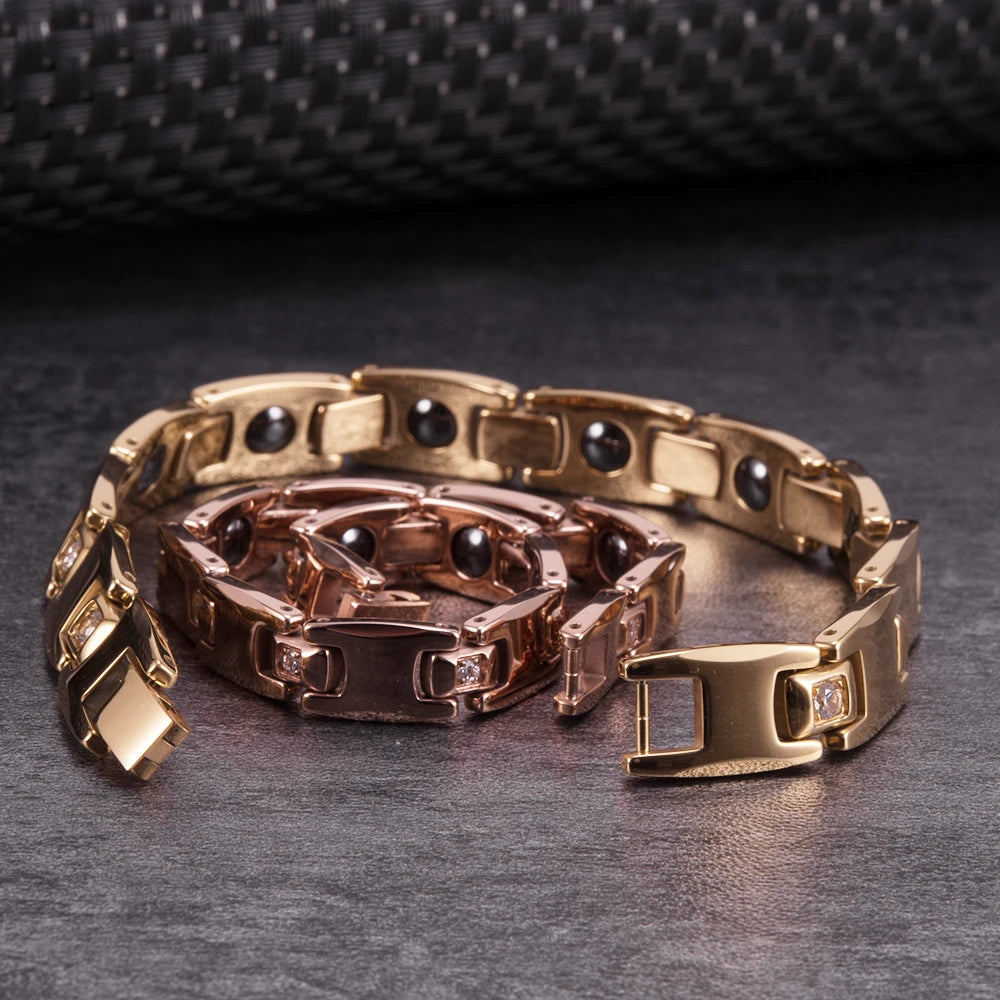 Men's Bracelet Pulsera para hombres Anti-scratch Tungsten Bracelet Cubic Zircone Health Energy Jewelry Couple Lovers Hematite Chain Tungsten Bracelet for Men Women