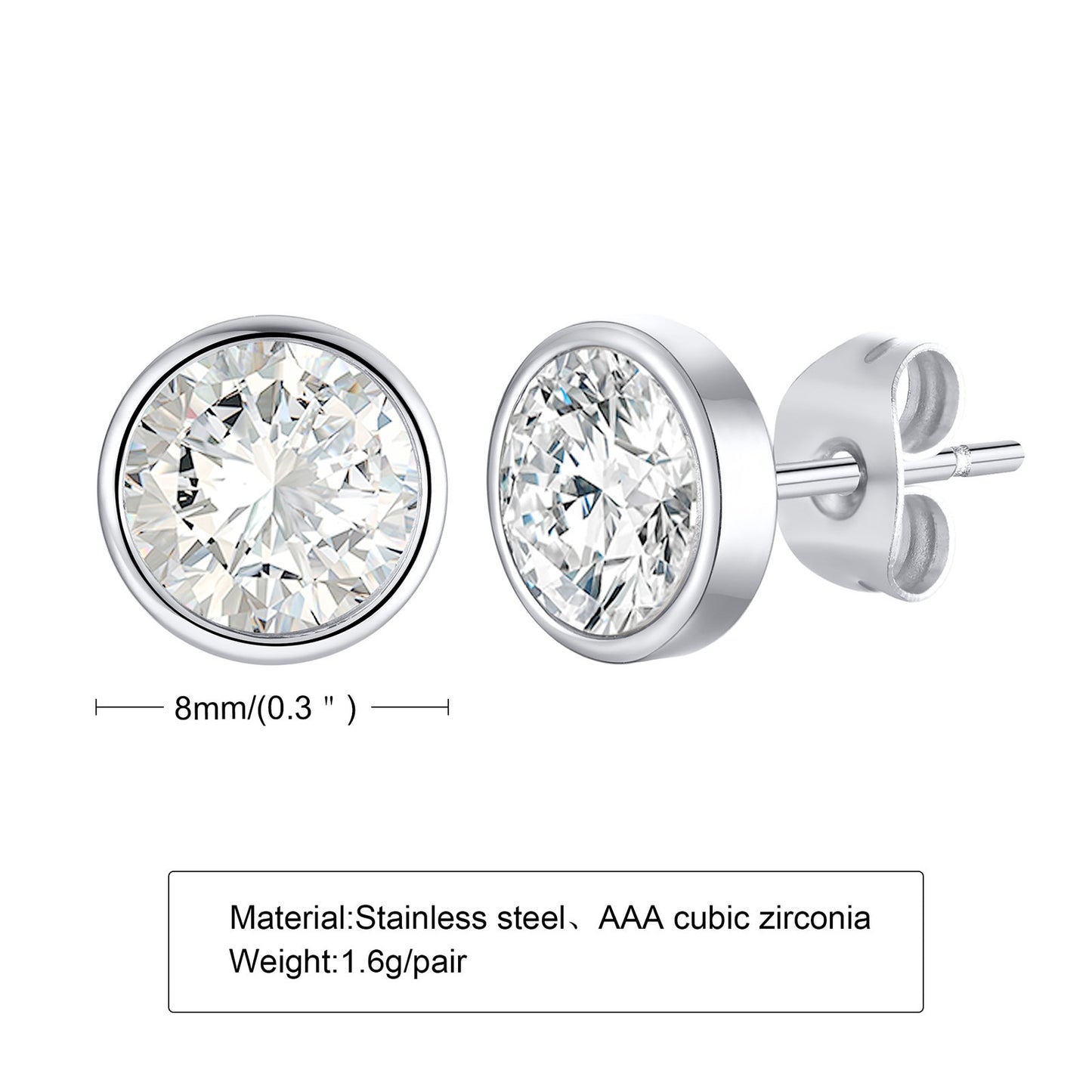 Aretes para mujeres y hombres Simple Basic Earrings for Women Men, AAA CZ Stone Bling Stud Earrings, Never Fade Metal Ear Jewelry