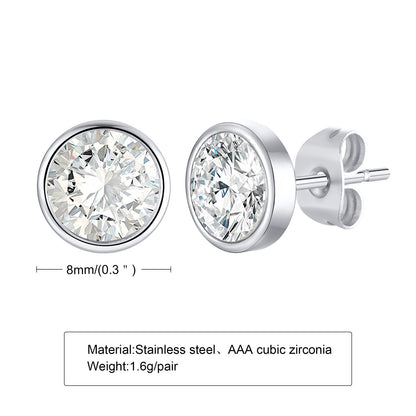 Aretes para mujeres y hombres Simple Basic Earrings for Women Men, AAA CZ Stone Bling Stud Earrings, Never Fade Metal Ear Jewelry