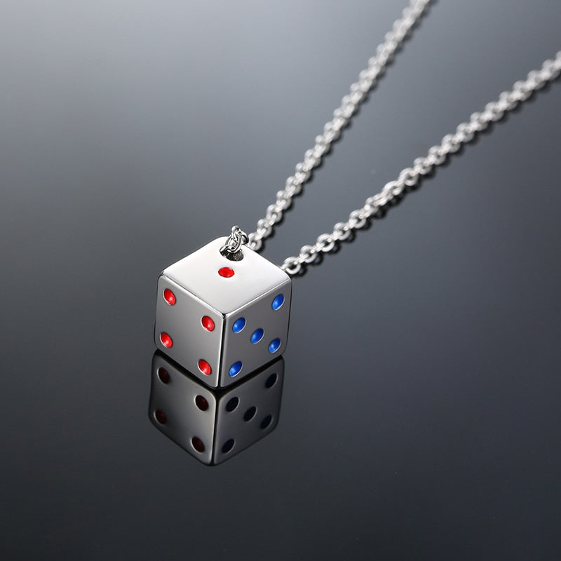 Men's Cool Cube Dice Style Necklaces Pendiente y Collar para Hombre