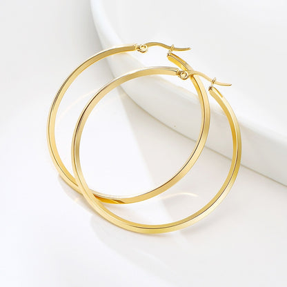 Aretes para mujeres Minimalist Large Hoop Earrings for Women, Anti Allergy Stainless Steel Big Circle Round Ear Gift Jewelry