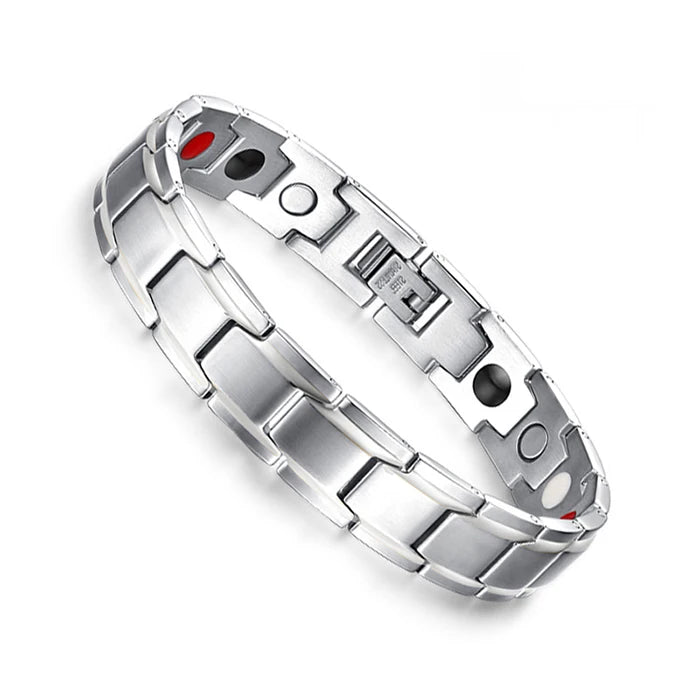 Men's Bracelet Pulsera para hombres Magnetic Bracelets Benefits Gold-color Chain Link Stainless Steel Couple Health Energy Magnetic Jewelry for Women Men