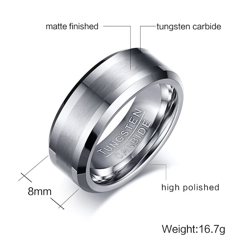 Anillo para Hombre o Mujer Classical Tungsten Carbide Ring for Men Wedding Jewelry No Rust