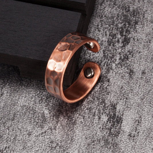 Anillo para Hombres o Mujeres Ring for Men or Women Pure Copper Magnetic Rings Adjustable 6mm Cuff Resizable Finger Rings