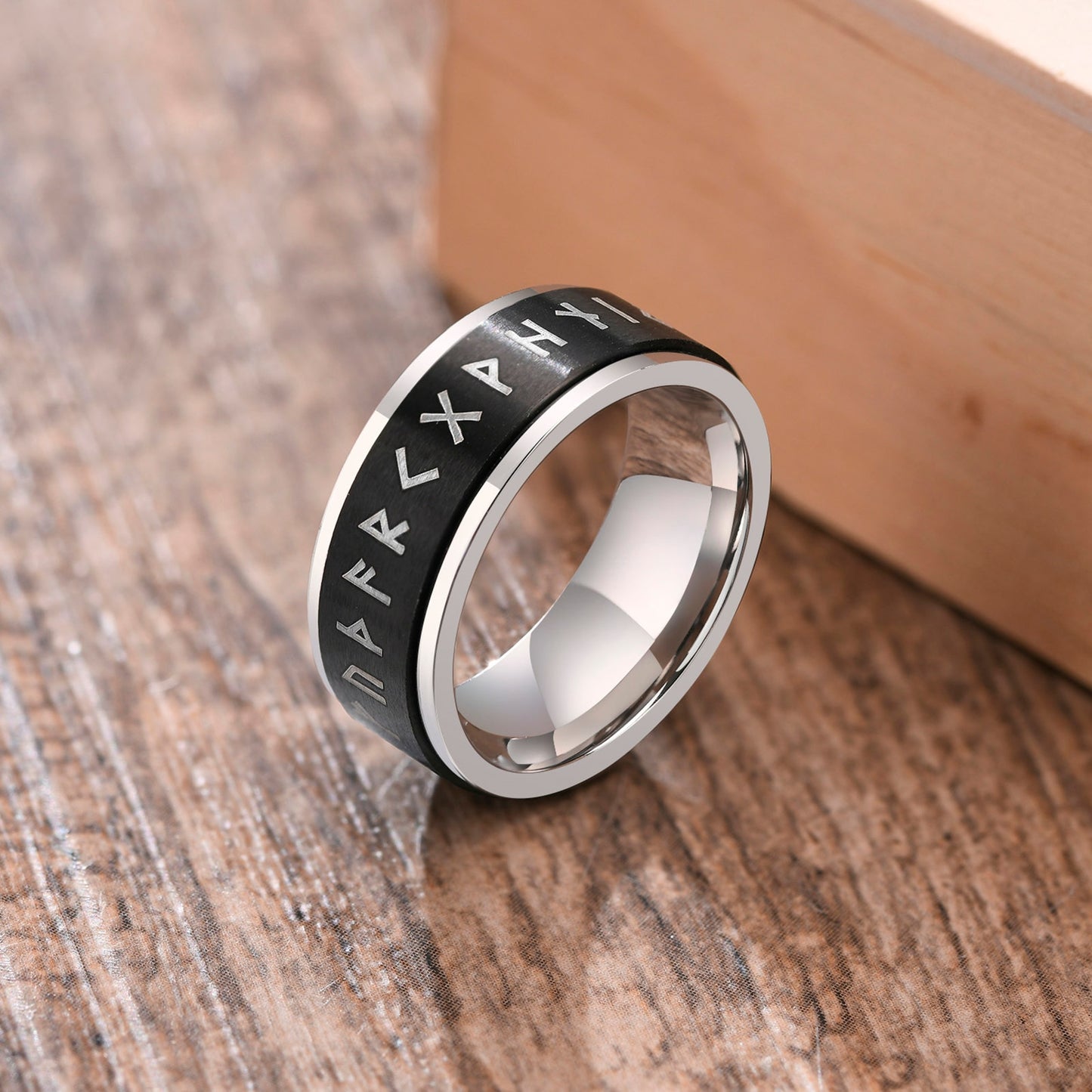 Anillo para Hombre o Mujer silver-black 6/8mm Spinner Ring for Men