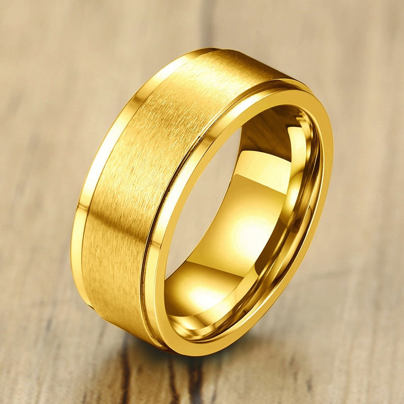 Anillo para Hombre o Mujer 6/8mm Spinner Ring for Men gold color