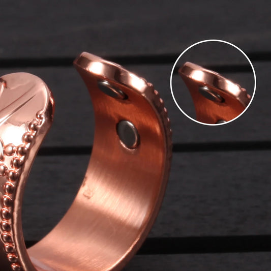 Anillo para Mujeres Ring for Women Flower Magnetic Rings Pure Copper 9mm Adjustable Open Cuff Minimalist ring
