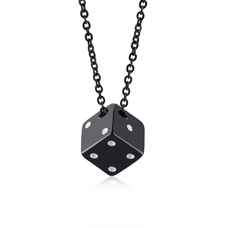 Men's Cool Cube Dice Style Necklaces Pendiente y Collar para Hombre