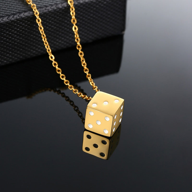 Pendiente y Collar para Hombre Men's Cool Cube Dice Style Necklaces