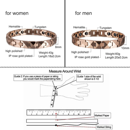 Men's Bracelet Pulsera para hombres Arrow Scratch-proof Tungsten Bracelet Men Magnetic Hematite Couple Tungsten Carbide Bracelets Benefits Rose Chain Link Bracelet