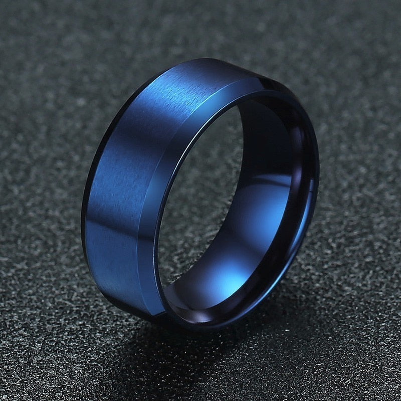 Anillo para Hombre o Mujer 8mm Men Ring Stainless Steel Wedding Jewelry Horus Anka Bible Medical