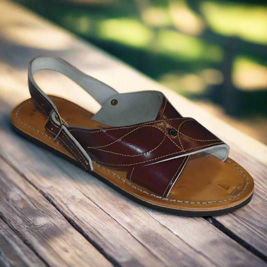 Huaraches Mexicanos BA-Cruzado Burgundy - Leather Sandals