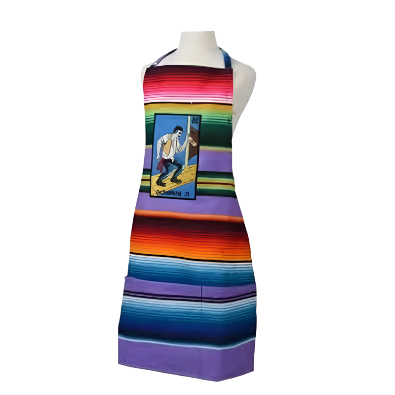 Mexican Apron Mandil Mexicano TM-74587 Loteria El Borracho Saltillo