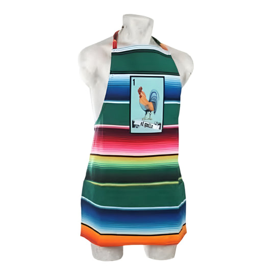 Mexican Apron Mandil Mexicano TM-74588 Loteria El Gallo Saltillo