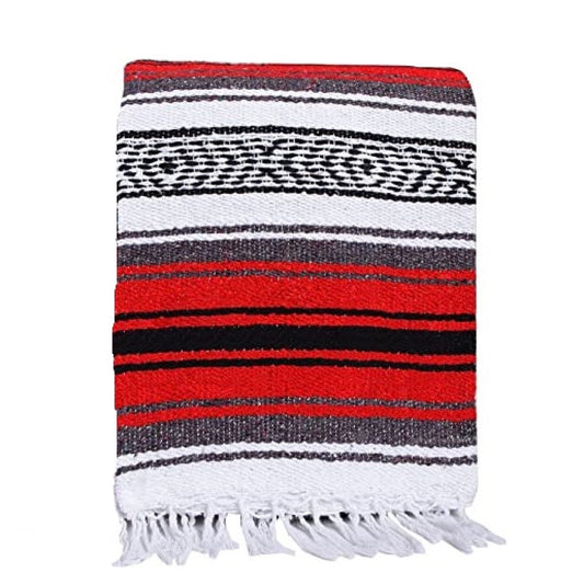 Mexican Serape Yoga Mat Picnic Blanket Zarape Mexican TM-Falsa-01 Red