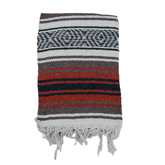 Mexican Serape Yoga Mat Picnic Blanket Zarape Mexican TM-Falsa-09 Terracota