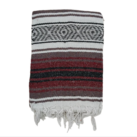 Mexican Serape Yoga Mat Picnic Blanket Zarape Mexican TM-Falsa-11 Eggplant