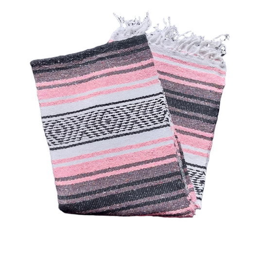 Mexican Serape Yoga Mat Picnic Blanket Zarape Mexicano TM-Falsa-20 Pink