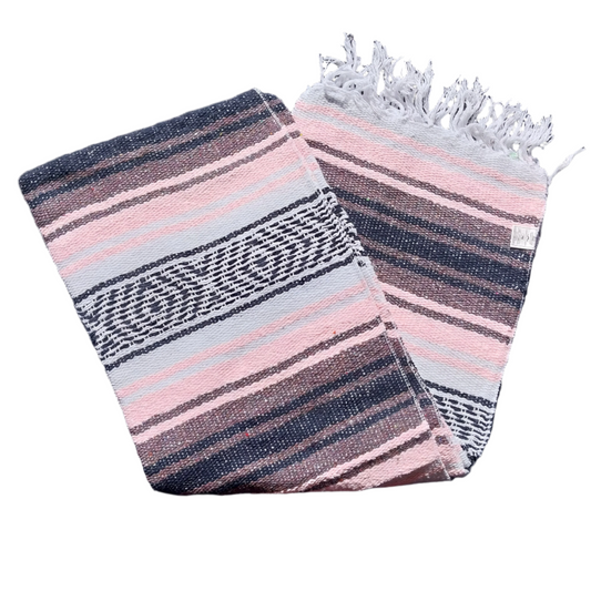 Mexican Serape Yoga Mat Picnic Blanket Zarape Mexicano TM-Falsa-21 Pink