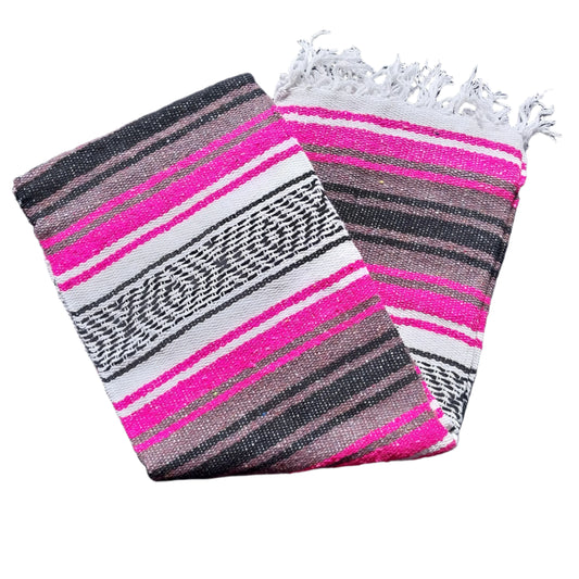 Mexican Serape Yoga Mat Picnic Blanket Zarape Mexicano TM-Falsa-22 Pink