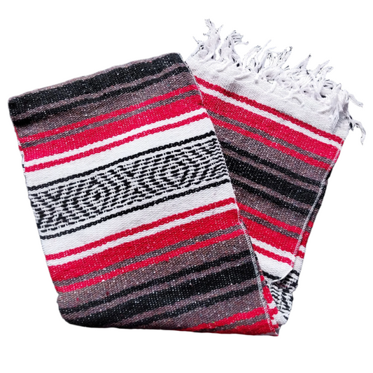 Mexican Serape Yoga Mat Picnic Blanket Zarape Mexicano TM-Falsa-24 Fuchsia