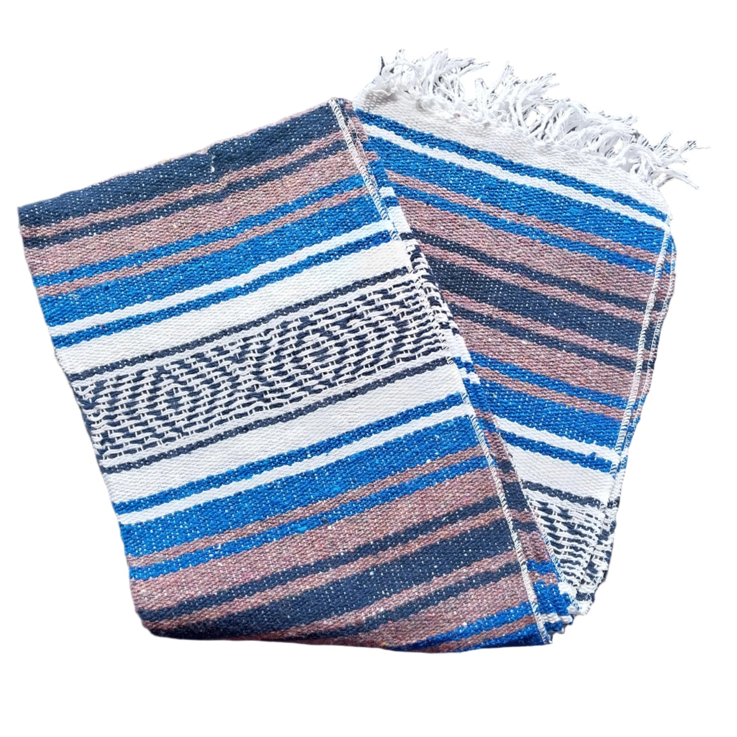 Mexican Serape Yoga Mat Picnic Blanket Zarape Mexicano TM-Falsa-27 Blue