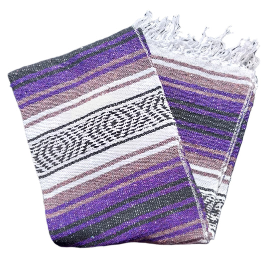 Mexican Serape Yoga Mat Picnic Blanket Zarape Mexicano TM-Falsa-31 Purple