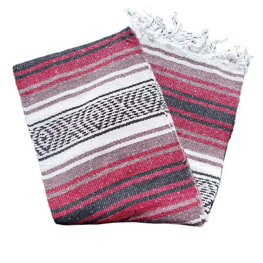 Mexican Serape Yoga Mat Picnic Blanket Zarape Mexicano TM-Falsa-33 Wine
