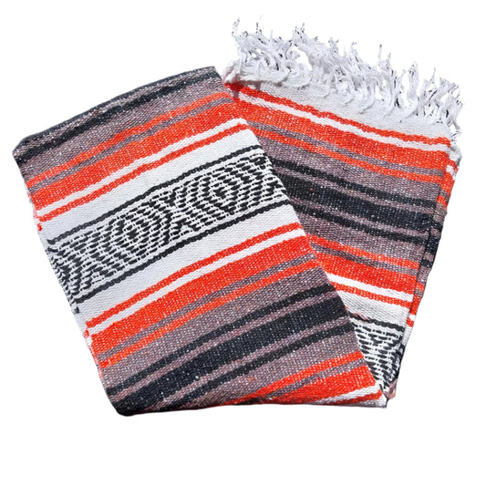 Mexican Serape Yoga Mat Picnic Blanket Zarape Mexicano TM-Falsa-34 Orange