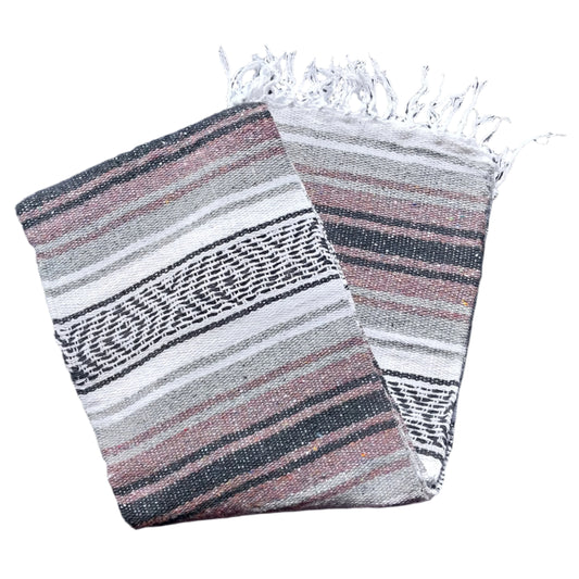 Mexican Serape Yoga Mat Picnic Blanket Zarape Mexicano TM-Falsa-37 Grey