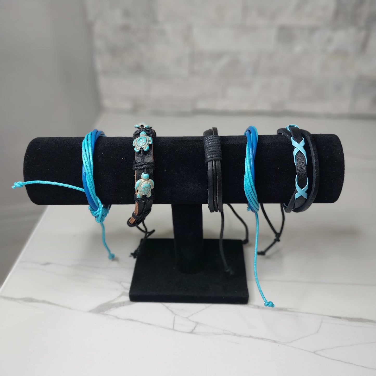 Leather Bracelets for Men or Women 5 Pieces Set Pulseras para hombres o Mujeres Set BR0004-5