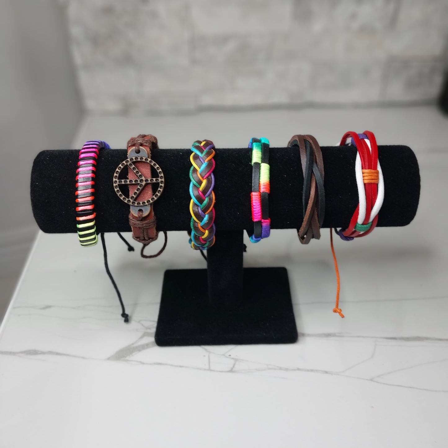 Leather Bracelets for Men or Women 6 Pieces Set Pulseras para hombres o Mujeres Set BR0005-6